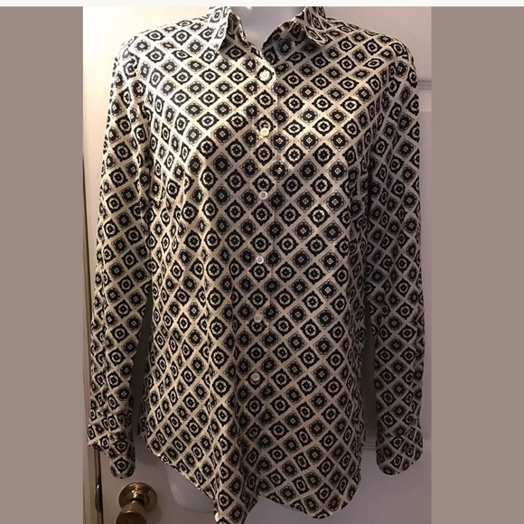 J. CREW Perfect Shirt Foulard Medallion Print Top Blouse Button Down Lightweight - Picture 2 of 8